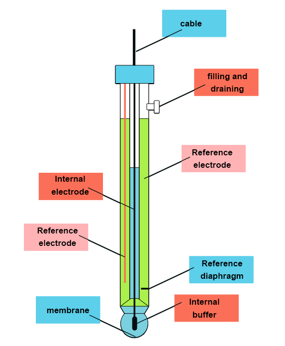  Électrode de verre pour la mesure du pH — source : Wikimedia Commons
